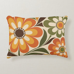 Cojín Decorativo Dalias Mostaza y Oliva Retro