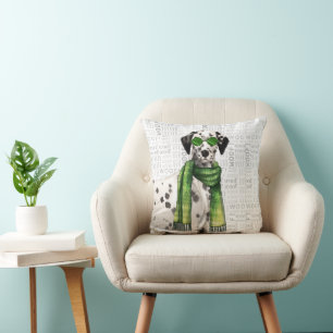 Cojín Decorativo Dálmata Divertido Perro Acuarela Estiloso Woof Pal