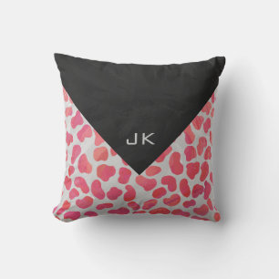 Cojín Decorativo Dálmata Rosa y Blanco con Monograma