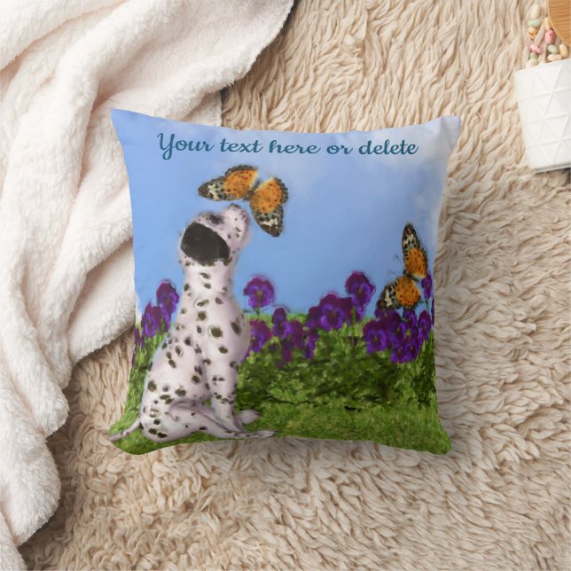 Cojín Decorativo Dalmatian Puppy Butterflies Dog Art Personalized  (Manta)
