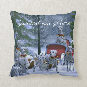Cojín Decorativo Dalmatians, trineo y navidad personalizados de la
