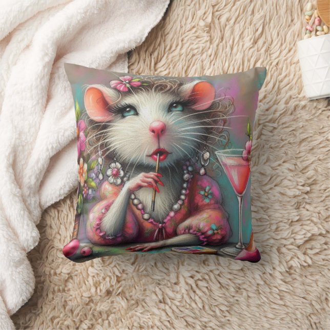 Cojín Decorativo Dama de bonito teniendo un Martini Contemplando (Manta)