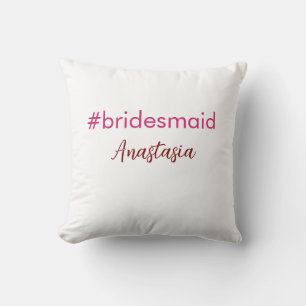 Cojín Decorativo Dama de honor hashtag rosa claro agregar nombre no