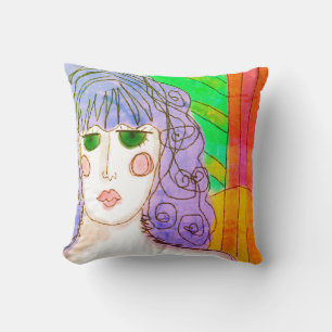 Cojín Decorativo Dama de ojos verdes Arte abstracto