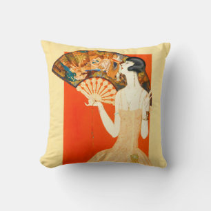 Cojín Decorativo dama deco de arte con ventilador