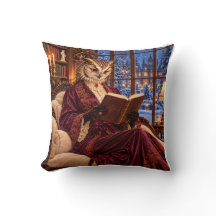 Dama del búho victoriano leyendo en una acogedora