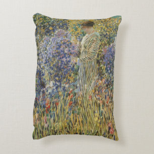 Cojín Decorativo Dama en un jardín de Frederick Frieseke, Arte fino
