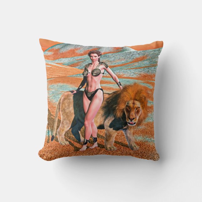 Cojín Decorativo Dama y León (Anverso)