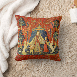 Cojín Decorativo Dama y Unicornio Tapiz Medieval: Arte Francés