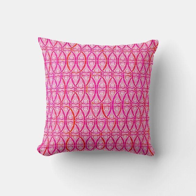 Cojín Decorativo damasco árabe - rosa fresa (Anverso)