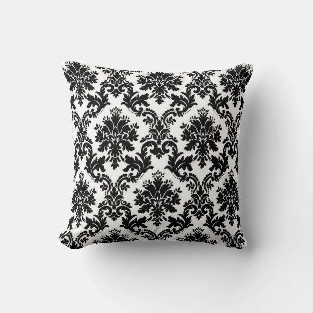 Cojín Decorativo Damasco blanco y negro (Anverso)
