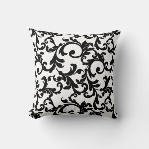 Cojín Decorativo Damasco blanco y negro elegante