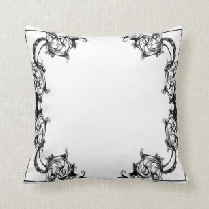 COJÍN DECORATIVO DAMASCO BLANCO Y NEGRO FLORAL DEL VINTAGE
