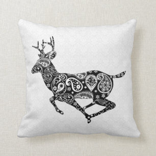 Cojín Decorativo Damasco Blanco Y Venado