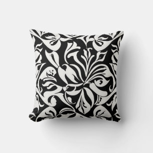 Cojín Decorativo Damasco brillante contemporáneo - negro y blanco