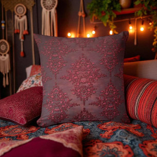 Cojín Decorativo Damasco con problemas en rojo de Ruby