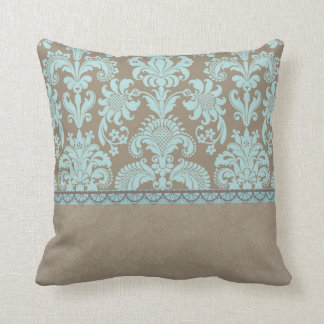 Cojín Decorativo Damasco de color topo y de la turquesa