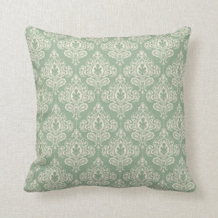 Cojín Decorativo Damasco de cosecha - Verde sabio