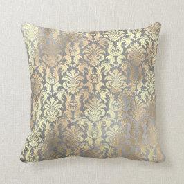 Cojín Decorativo Damasco de oro gris plateado Antonietta Champaigne