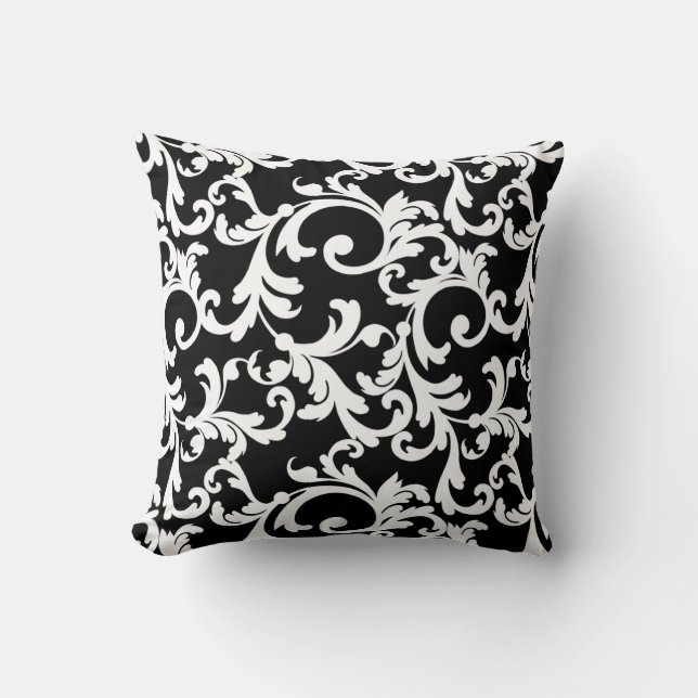 Cojín Decorativo Damasco elegante negro (Anverso)