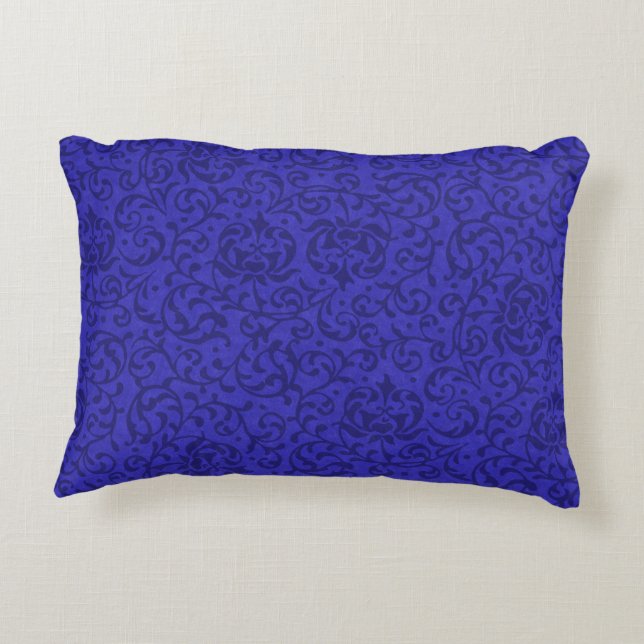 Cojín Decorativo Damasco floral de Cobalt Blue Tudor Garden (Reverso)