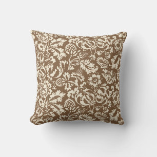 Cojín Decorativo Damasco floral de William Morris, moreno de color