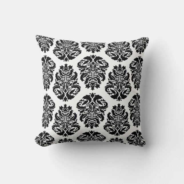Cojín Decorativo Damasco Negro Chic (Anverso)