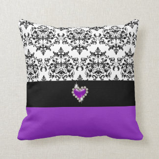 Cojín Decorativo Damasco negro púrpura elegante