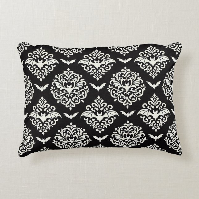 Cojín Decorativo Damasco negro y blanco (Anverso)