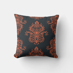 Cojín Decorativo damasco oriental: patrón de cosecha mediterráneo.