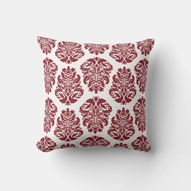 Cojín Decorativo Damasco Rojo Chic (Anverso)