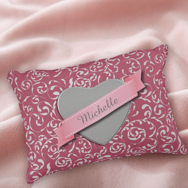 Cojín Decorativo Damasco rosa de corazón personalizado (Subido por el creador)