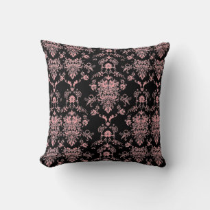 Cojín Decorativo Damasco rosa en negro