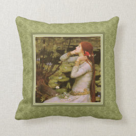Cojín Decorativo Damasco verde de Ofelia del Waterhouse