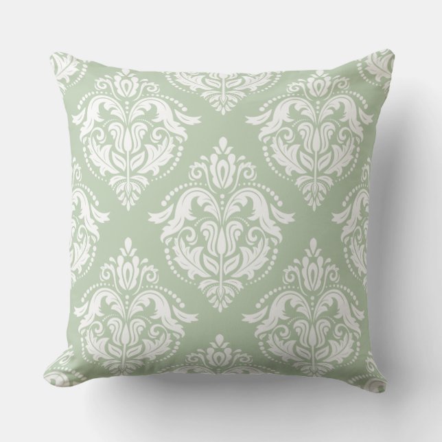 Cojín Decorativo Damascos Blancos Y Mintineales (Anverso)