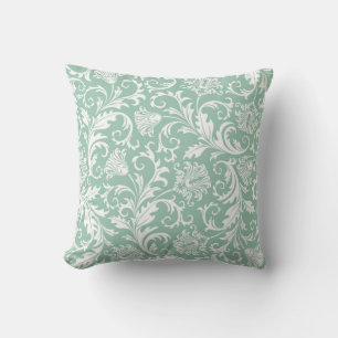 Cojín Decorativo Damascos florales de color verde sage