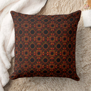 Cojín Decorativo Damascos Naranja Rojo Sobre Negro