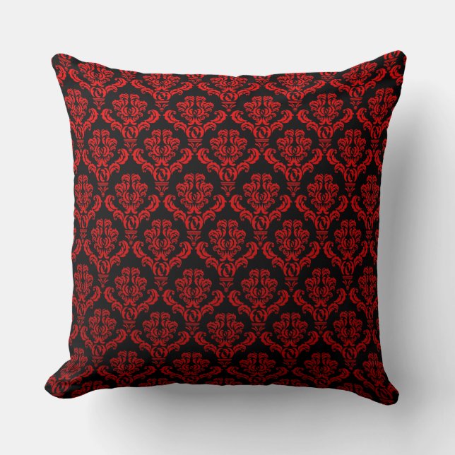Cojín Decorativo Damascos rojos en negro (Anverso)