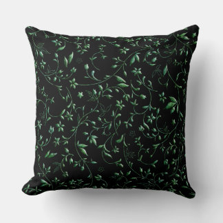 Cojín Decorativo Damascos verdes en negro