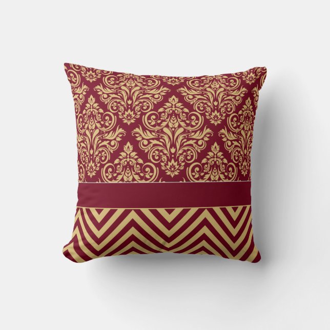 Cojín Decorativo Damask Chevron - arena burdeos (Anverso)
