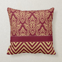 Cojín Decorativo Damask Chevron - arena burdeos