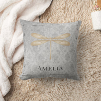 Cojín decorativo Damask de la libélula dorada