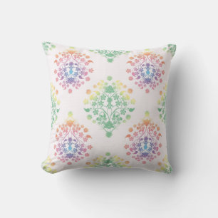 Cojín Decorativo Damask Floral de Colores Arcoíris Estilo Vintage