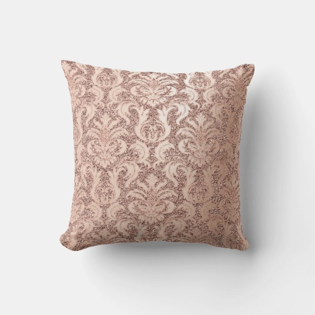 Cojín Decorativo Damask Royal Purpurina Rubor Skinny Rosa Gold (Anverso)