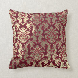 Cojín Decorativo Damask Sepia Gold Metallic Borgoña Velvet