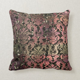Cojín Decorativo Damask Sepia Pastel Purpurina Metálico Verde Rosa