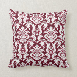 Cojín Decorativo Damask White Metallic Borgoña Bordeaux Velvet rojo
