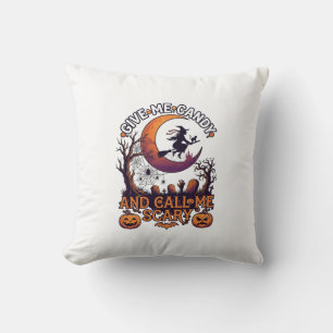 Cojín Decorativo Dame Caramelo Llamada Bruja Espantosa Calabazas De