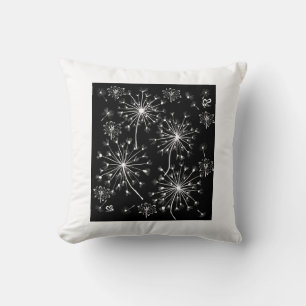 Cojín Decorativo Dandelion, flores silvestres y abejas melíferas