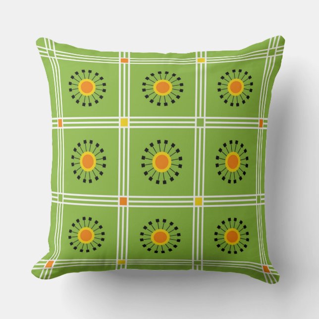 Cojín Decorativo Dandelion, Naranja verde moderno (Anverso)